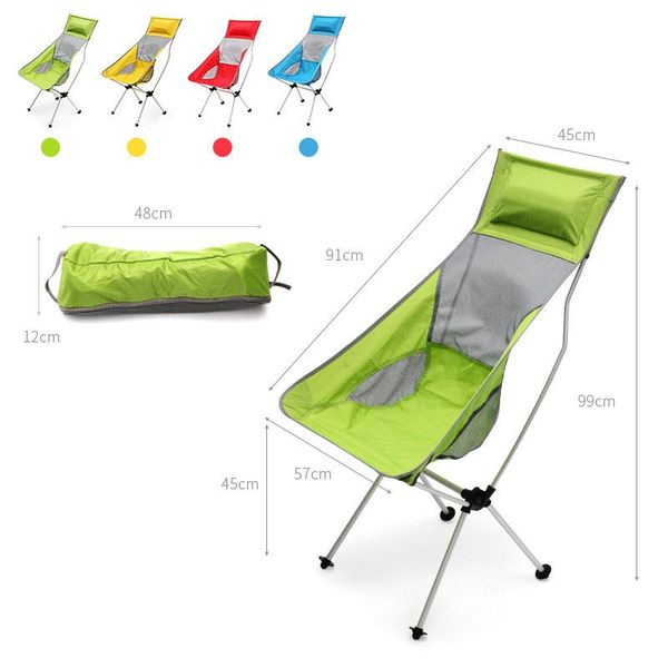 

colorful outdoor folding chair high quanlity portable ultralight collapsible moon leisure camping load limit 150kg camp furniture