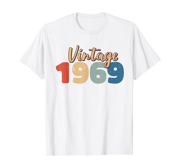 

vintage born 1969 50th birthday gift parents retirement t-shirt, White;black