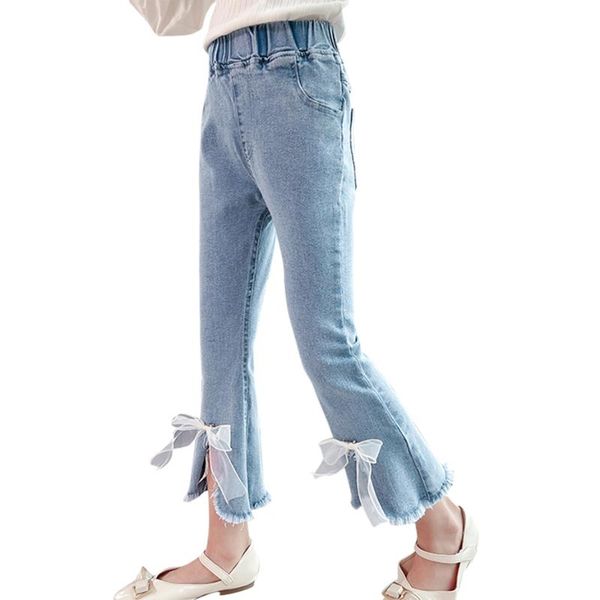 

jeans girl bow child casual style children's for boys spring autumn clothing 6 8 10 12 14, Blue