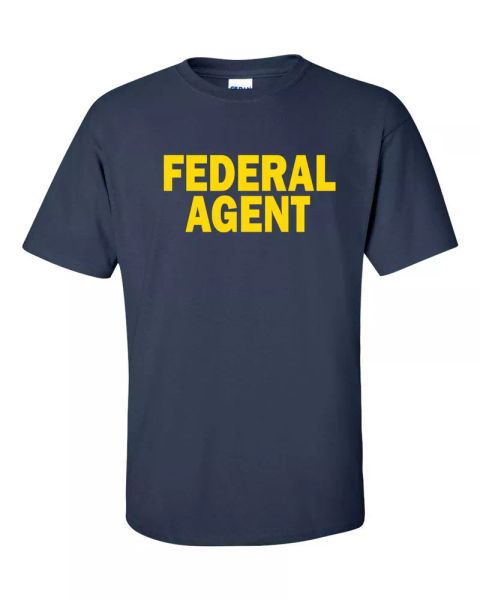 

federal agent police officer cop law enforcement front & back print tshirt 457, White;black
