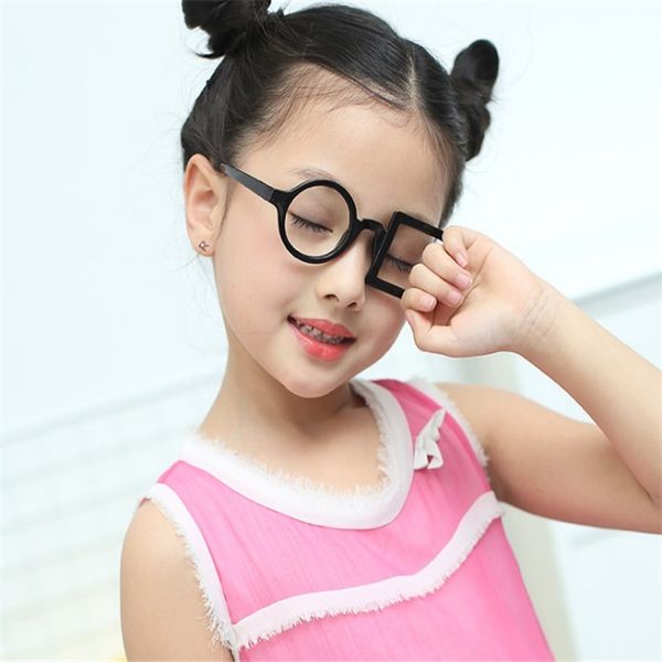

children's simple box round frame irregular glasses, Silver