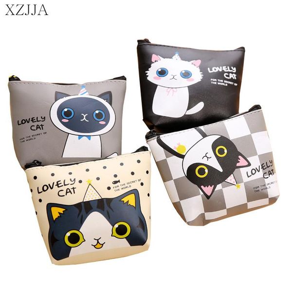 

storage bags xzjja portable cute cartoon cat headphone zipper organiser female pu bag u disk data line dust proof pouch