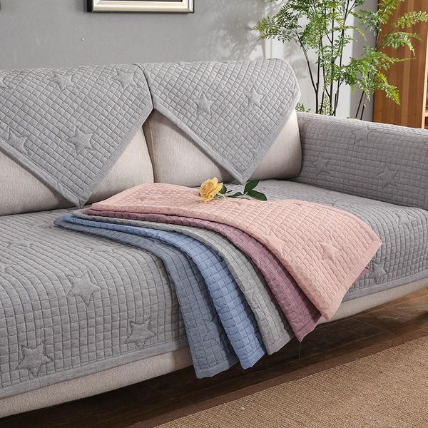 

chair covers l corner sofa cover four seasons towel cotton gray combination set fabric cushion for living room decor