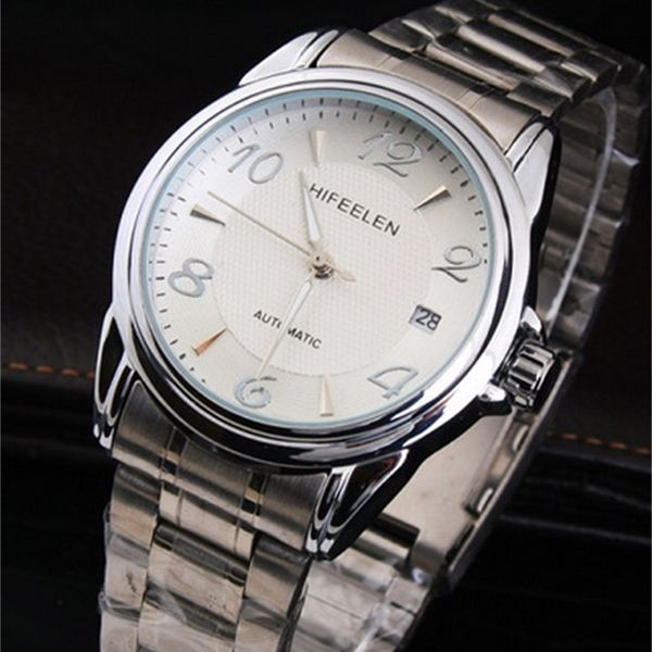 

automatic mechanical watch korean business men's gold gift watch, Slivery;brown