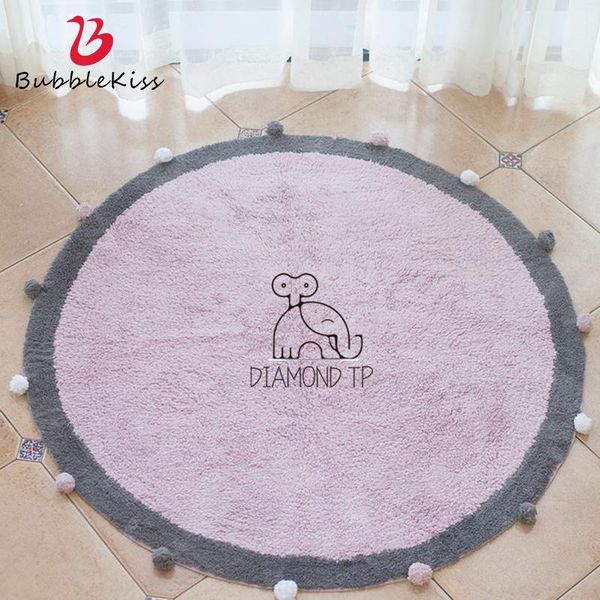 

carpets bubble kiss american round ball carpet cotton texture children's play mat pography props floor pink rug living room