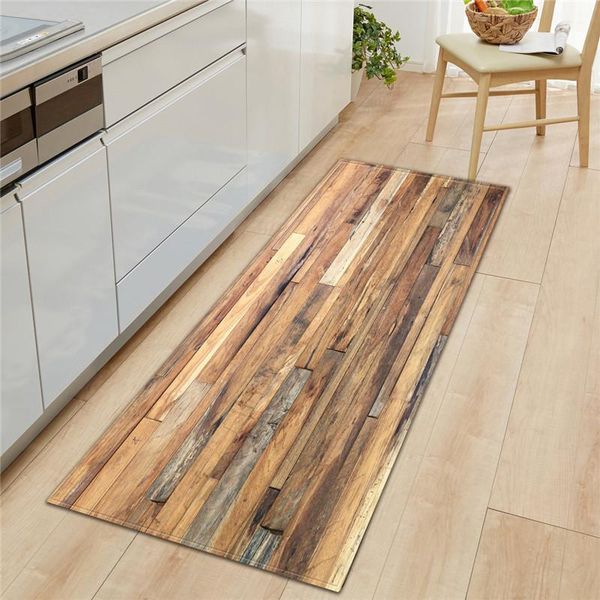 

rectangular kitchen mat imitation wood grain pattern absorbent long doormat modern printed soft mats bathroom anti-slip carpets