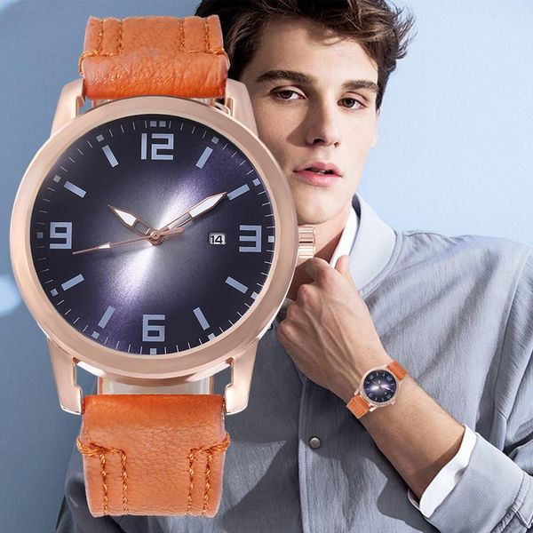 

wristwatches 2021 casual watches male time clock men watch pu leather bracelet quartz geneva analog wristwatch relogio feminino, Slivery;brown