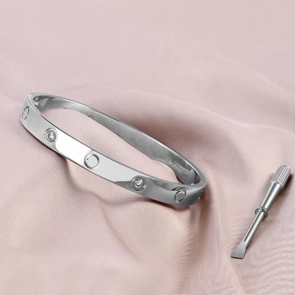 

fashion bangle women man silver rose 18k gold plated 316l stainless steel bracelet without box, Black