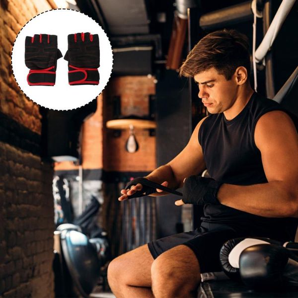 

pair sports cycling outdoor breathable half finger gym anti-skid gloves, Black