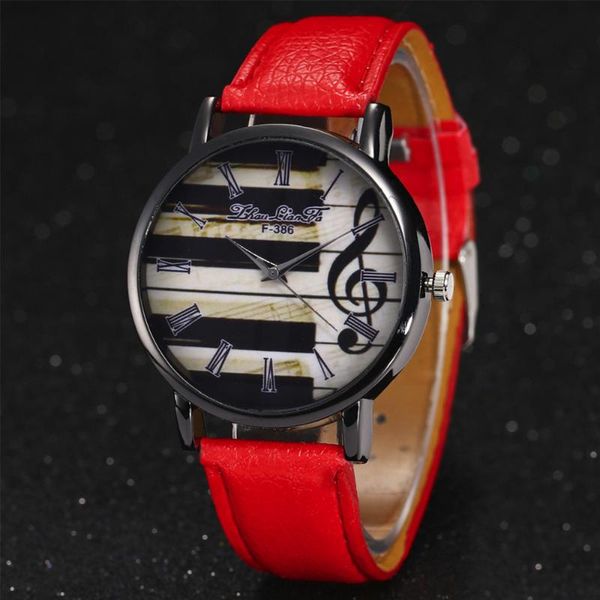 

wristwatches leather band piano pattem watch delicate music women's quartz relogio feminino zegarki damskie #a, Slivery;brown