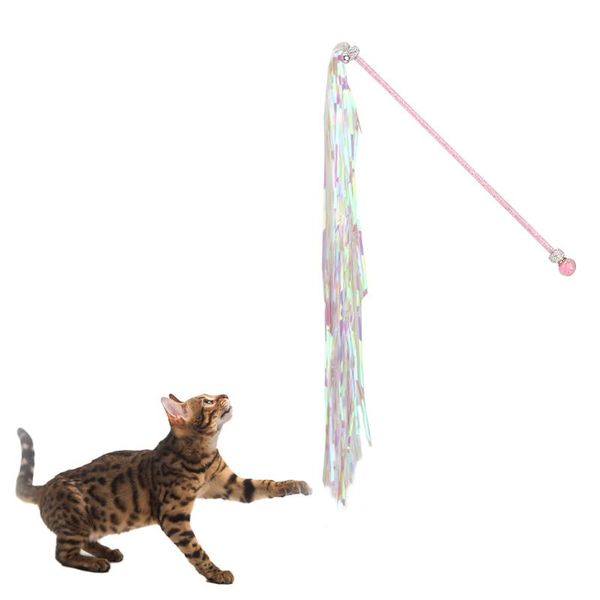 

cat toys teaser wand cats interactive stick with shining tassel plastic rod cute funny colorful