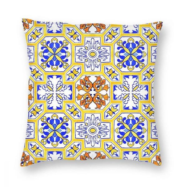 

cushion/decorative pillow portuguese azulejo tiles square case polyester throw blue delft porcelain pattern 45*45cm cushion covers