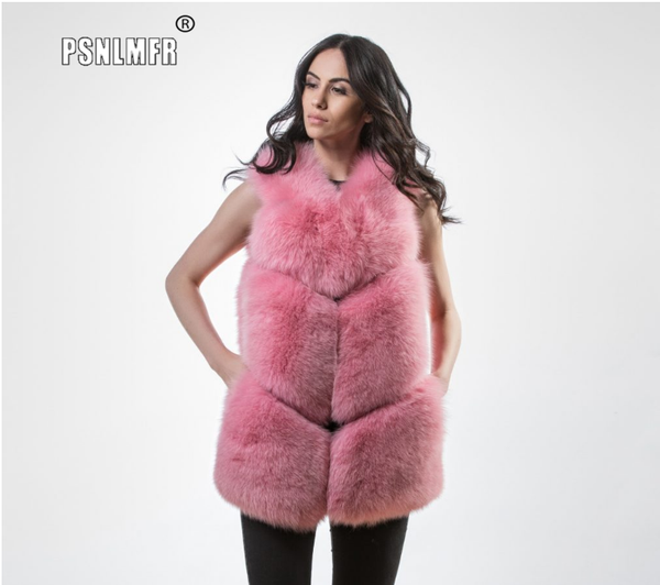 

women's fur & faux warm tide female premium coat sleeveless thicken casual abrigos mujer invierno 2021 fashion luxury real vest, Black