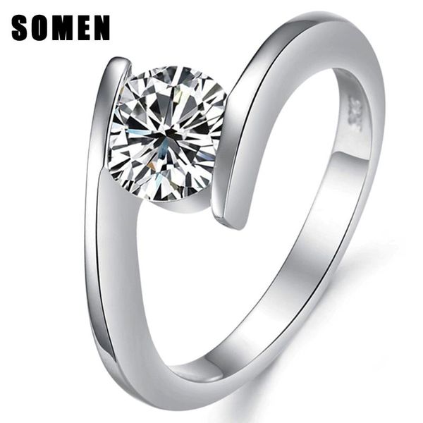 

wedding rings luxury women's cubic zirconia stainless steel eterinity engagement ring female bridal jewelry bague anillos anel, Slivery;golden