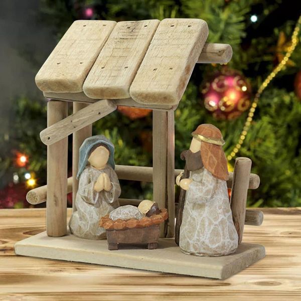 

decorative objects & figurines christmas crib nativity scene resin jesus ornament set stable for home church decor figures toy gift