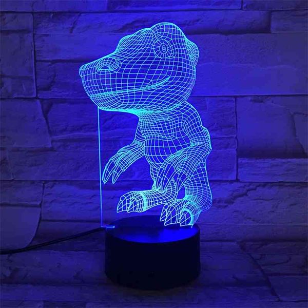 

dinosaur remote control changing vision stereo led touch desk 3d creative animal lamp rainbow color