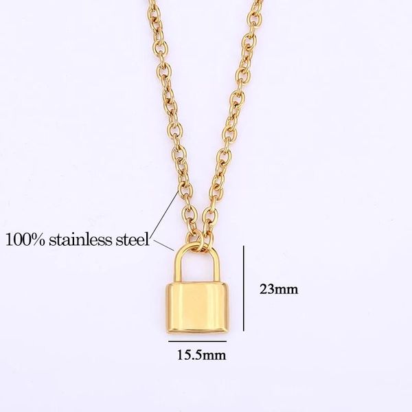 100% Edelstahl Vorhängeschloss Schloss Halskette Für Frauen Gold Silber Farbe Metall Kette Choker Freundschaft Kragen Anhänger Necklaces286s