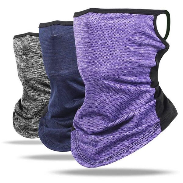 

1pc solid sport scarves ice fabric hiking breathable fishing cycling bandanas face mask camping ruining headband caps & masks, Black
