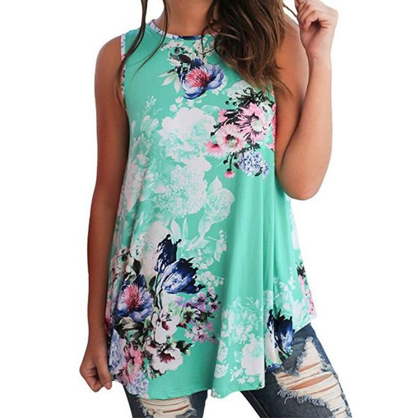 

summer 2021 t shirt woman clothes vintage printed tees fashion o neck sleeveless vest bottom beach casual t-shirts green women's t-shir, White