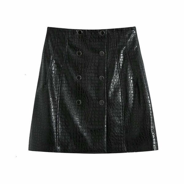 

skirts american wind black pu a ms word double-breasted women in the fall and winter of tall waist skirt fx6c