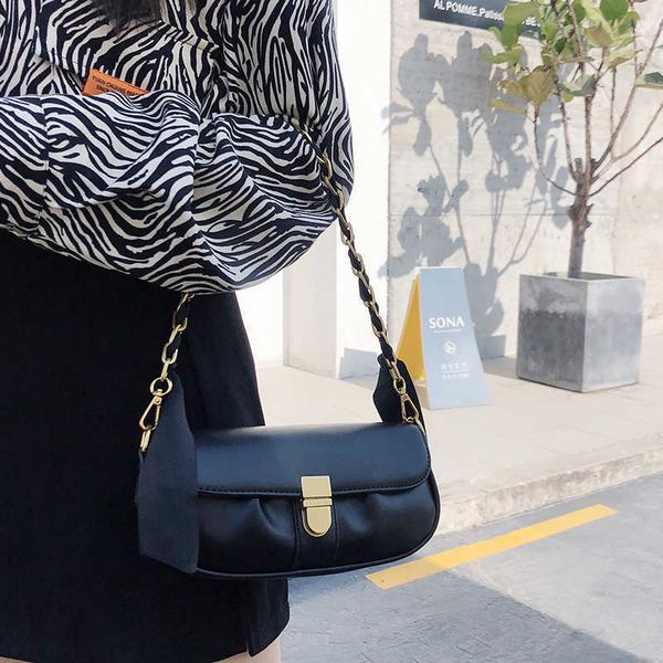 

bag women's summer pleated hand-held underarm silk scarf chain one shoulder slanting cross french stick small square bag purse