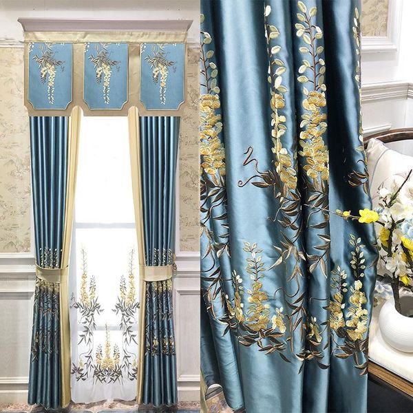 

curtain & drapes 2021 chinese style classical atmosphere imitation silk satin high precision embroidered fabric yarn curtains