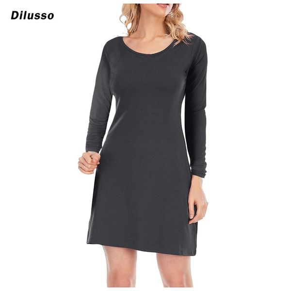 

casual dresses balck solid basic dress long sleeve cross pack strap elegant mini simple fashion korean for women 2021, Black;gray