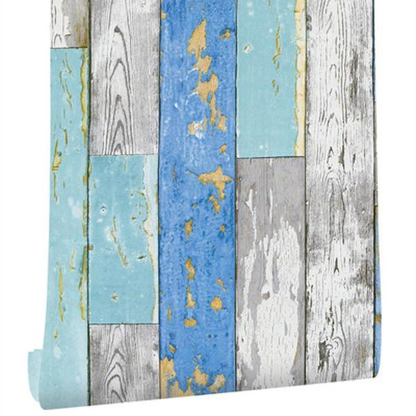 

wallpapers mediterranean stripe wood grain wallpaper retro nostalgic self-adhesive wooden panel board living room home decor wall stickers