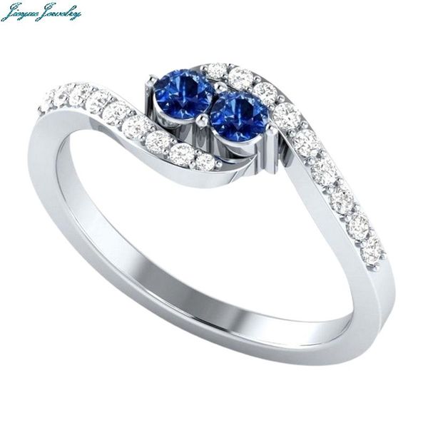 

wedding rings female silver color double heart-shaped cubic zircons ring for women girls nice gift birthday, Slivery;golden