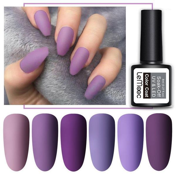 

8ml purple series matte coat color nail gel polish soak off uv led art diy design1, Red;pink