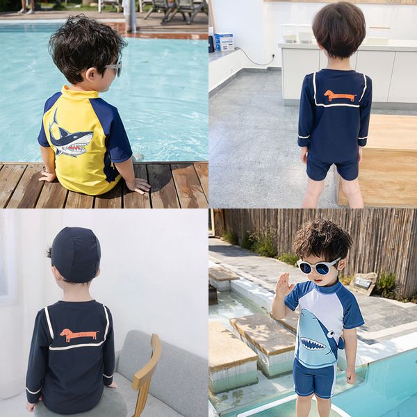 

children's children's boy cute baby sunscreen swimsuit swimming suit, White;black