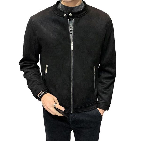 

men's jackets men suede coat genuine leather jacket short slim for outwear spring autumn outerwear, Black;brown