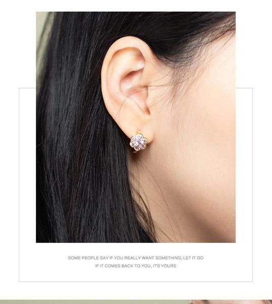

stud s925 fashione simple brass alloy with zircon classic ear clip, Golden;silver
