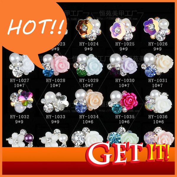 

nail ornaments nail flower diamond inlaid pearl combination pile popular colorful ab, Silver;gold