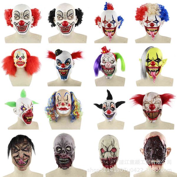 

horror clown mask headgear party latex ghost rotten face scary head red hair