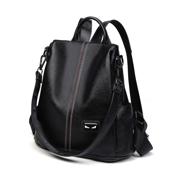 

fashion handbags women's lychee pattern soft leather new anti-theft backpack school bag multi-purpose travel bags