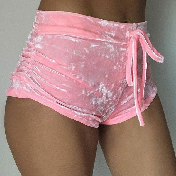 

women's shorts s-xl women velvet drawstring plus size casual high waist 2021 fall winter skinny booty feminino, White;black