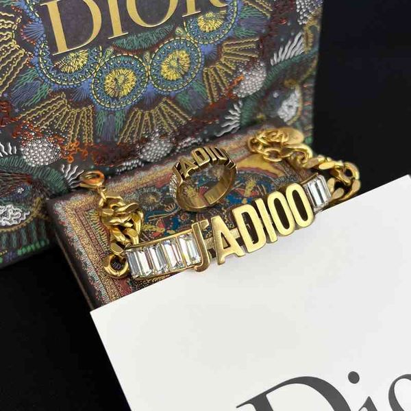 

70% off family new bracelet women's brass open letter ring fashion, Black