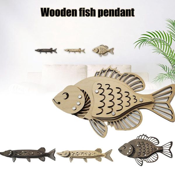 

decorative objects & figurines wooden fish hanging ornament home restaraunt wall art decoration vintage style sasw666