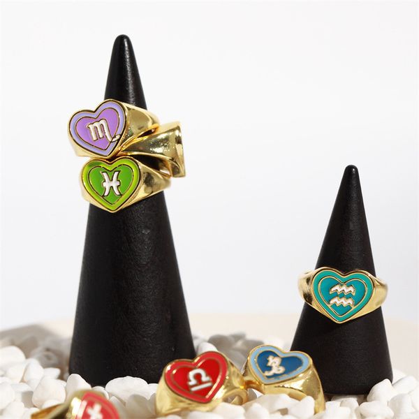 

twelve star ring dripping oil creative niche design simple ring cute girl ring jewelry cx220314, Silver