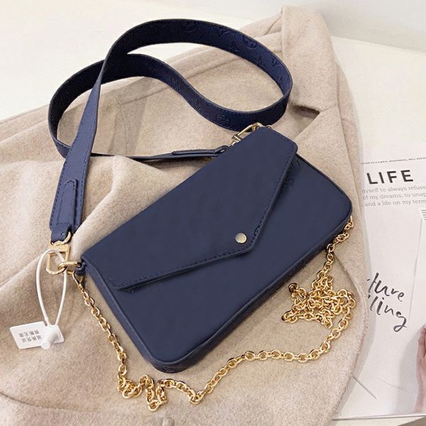 

lady handbags pochette bag chain crossbody fashion small shoulder bags purse multi color straps polychromatic broadband carved pattern