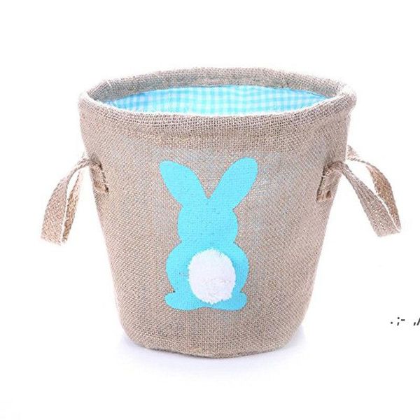 Cesta de linho de Páscoa Bocas dupla Bocalho Cesta Kids Jute Páscoa Bucket Rosa Verde Azul Coelho Páscoa Saco de Armazenamento ZZD11963