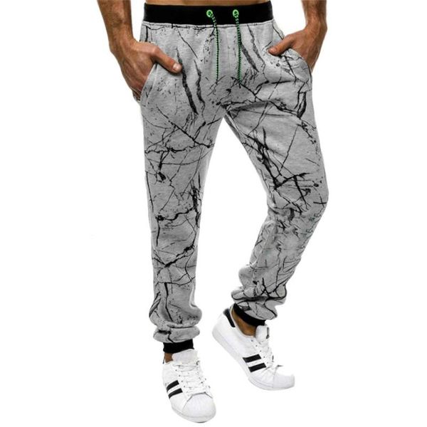 

men's pants klv men fashion casual sport slim fit printed trousers running joggers sweatpants outdoor, Black