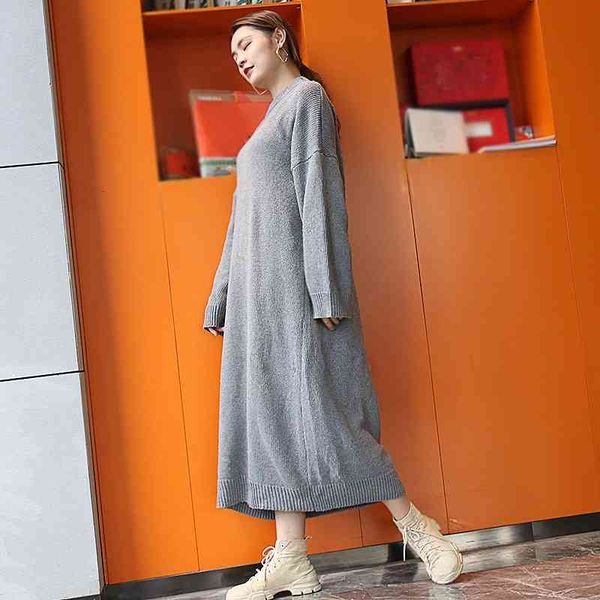 

european american autumn and winter round neck long loose large size lazy casual sweater, White;black