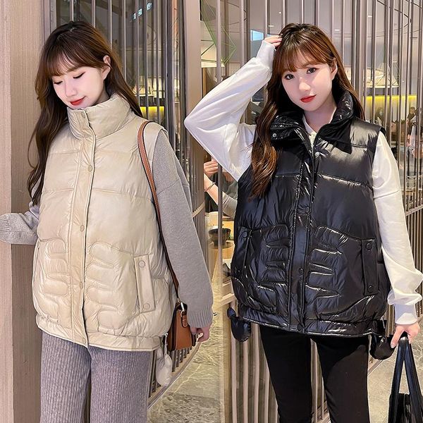 

women's vests 2021 women winter vest coat oversized sleeveless zipper thick warm padded casual female waistcoat jacket, Black;white
