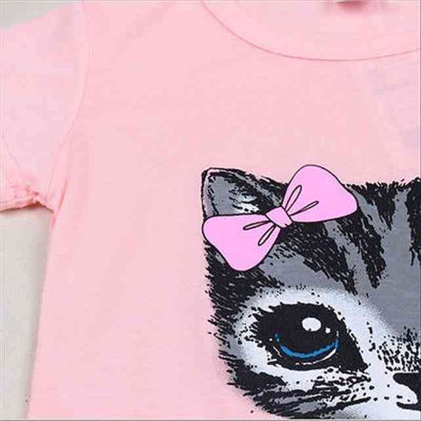 

1 8y infant baby girls dress summer toddler short sleeve tutu dresses girl kids cute cat party princess costume, White