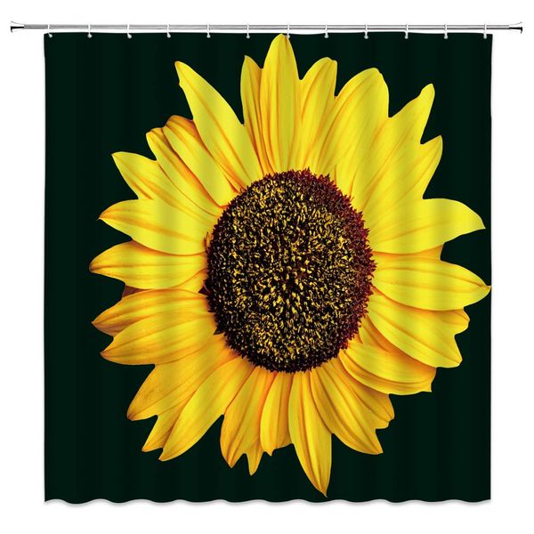 

sunflower shower curtain bright yellow plant flowers in spring,70x70 inch polyester fabric bathroom accessories curtains with