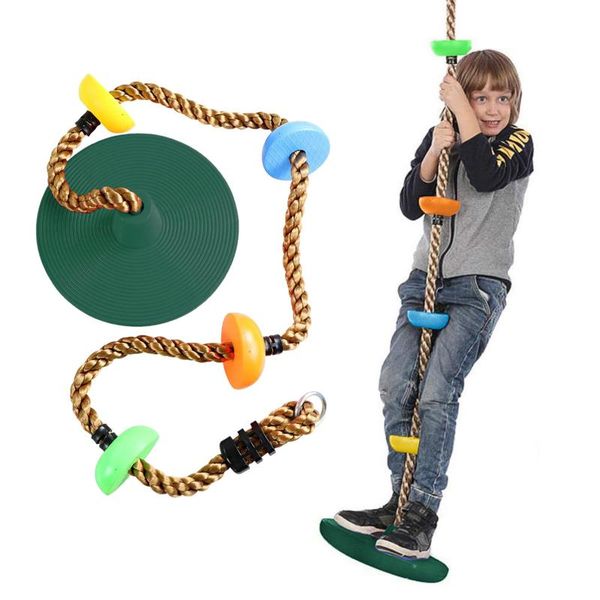 

12'' climbing rope with platform & disc tree swing seat set fun for kids outdoor playground hanging play entertainment activity ga