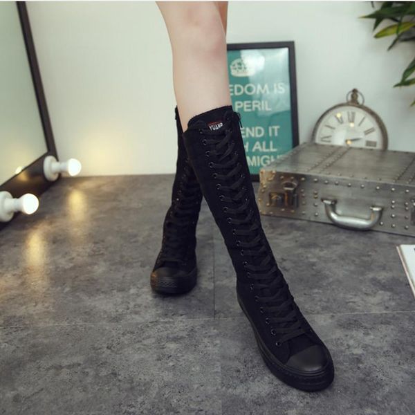 

boots canvas shoes woman punk for black/white women spring summer cowboy boot lace up souliers femme