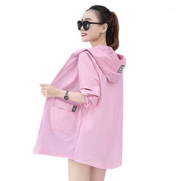 

sun protection clothing women's mid-length 2021 summer loose large size 4xl anti-ultraviolet thin coat female beachwear l314 swimwear, White;black